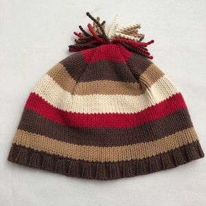 Gymboree multicolor brown red cream tan unisex striped knit hat 2T-3T